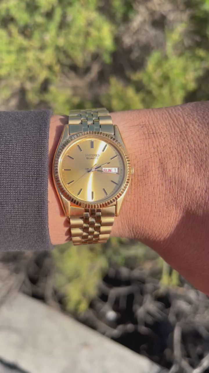 1996 Seiko Quartz “President” Day-Date Gold Tone Watch
