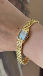 1995 Pulsar Quartz by SEIKO Diamond MOP Tonneau Bracelet Watch