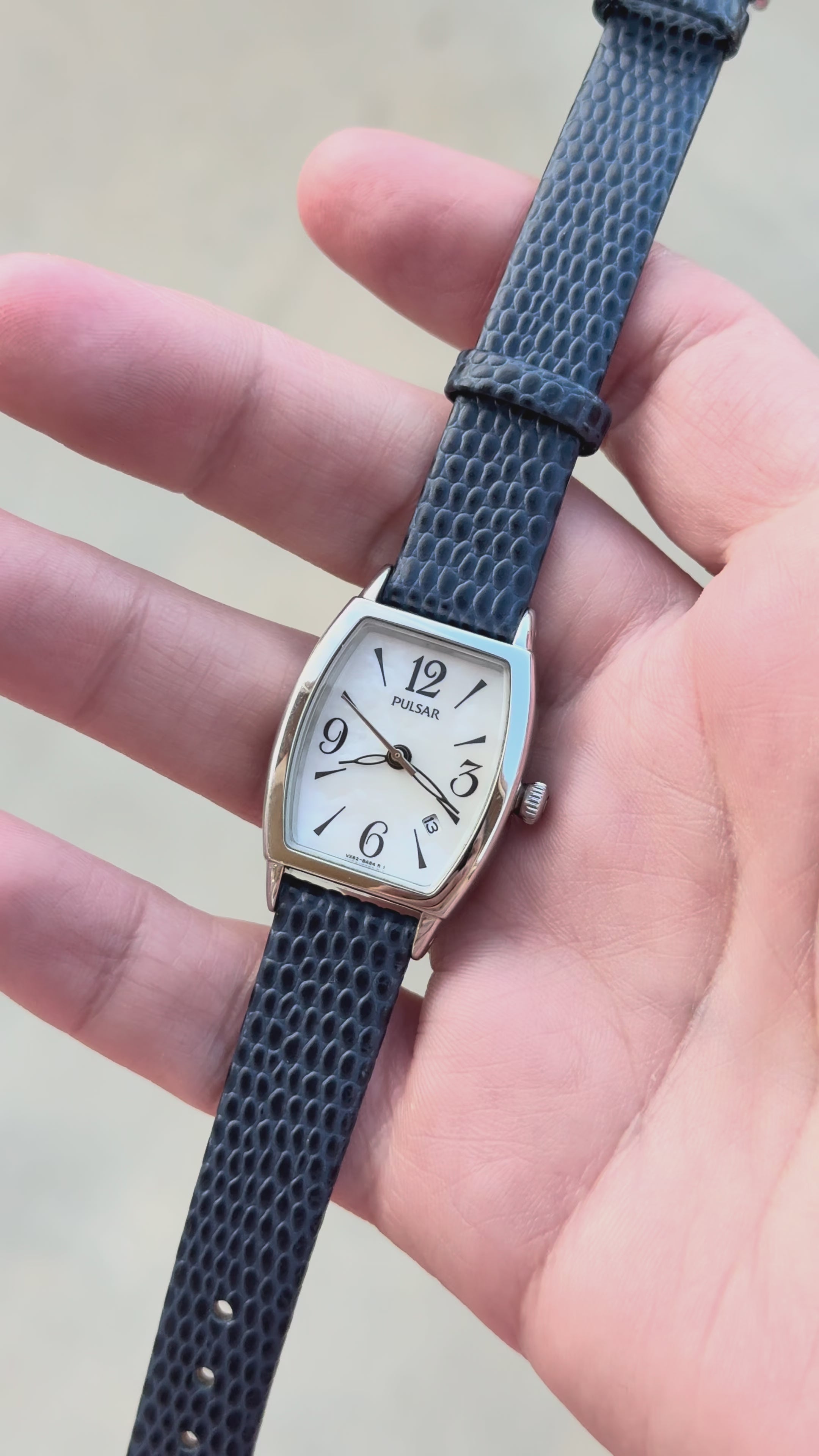 1994 Seiko Pulsar MOP Tonneau Tank Watch