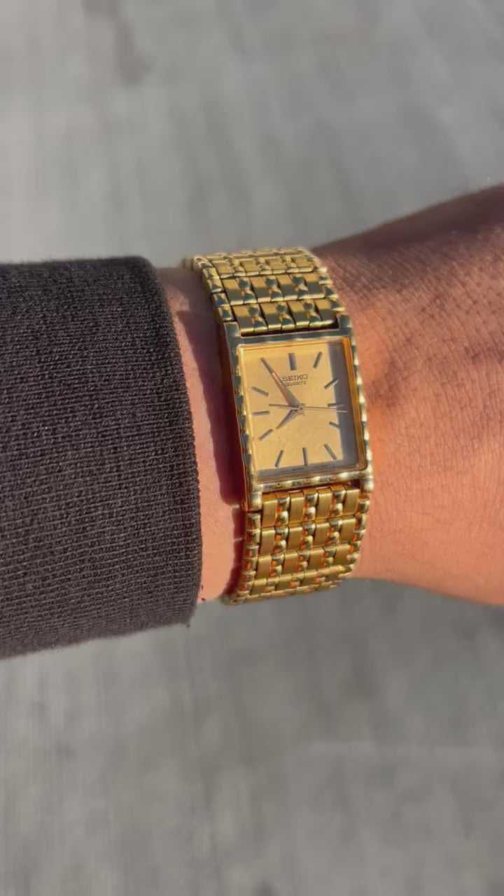 1988 Seiko Quartz Gold Tone Tank Watch